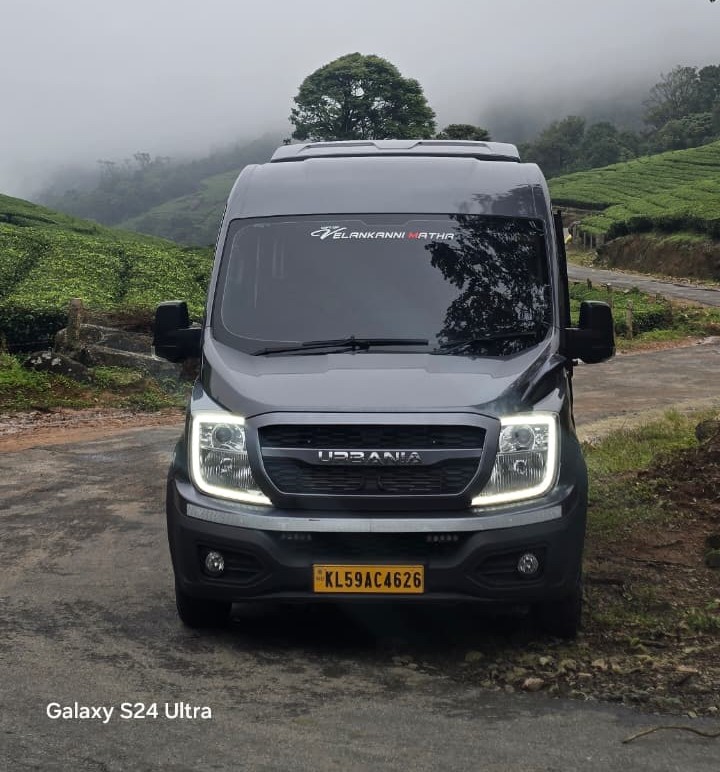 Front view of the 12 seater Force Urbania van